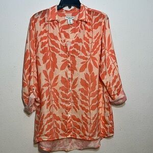Rachel Zoe Womens 100 % Linen Button Up Blouse Size Large Vacation Travel Large